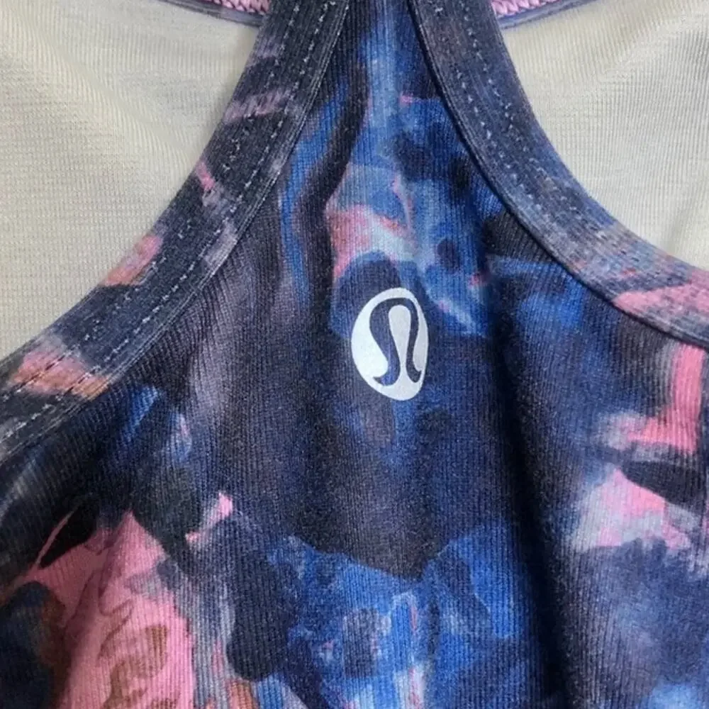 Lululemon Power Y Tank Moody Mirage Bark Berry Deep Navy Blue Size 2 XS Yoga